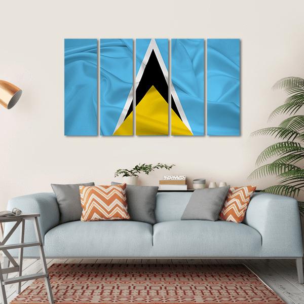 Waving Saint Lucia Flag Canvas Wall Art-5 Horizontal-Gallery Wrap-22" x 12"-Tiaracle