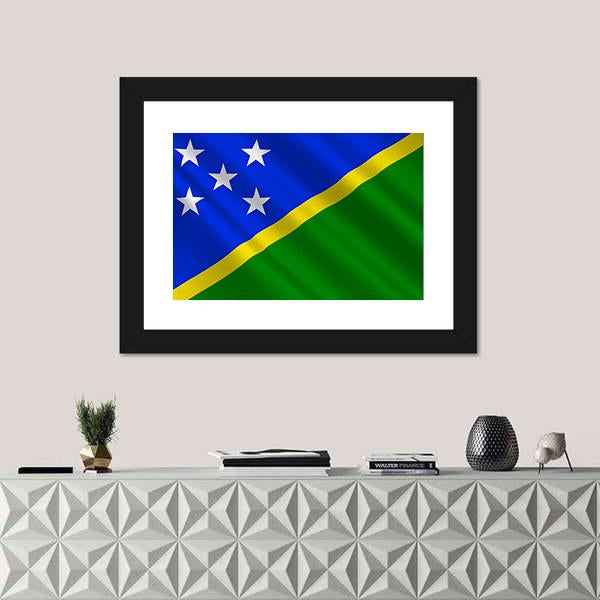 Waving Solomon Islands Flag Canvas Wall Art-1 Piece-Framed Print-20" x 16"-Tiaracle