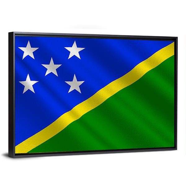 Waving Solomon Islands Flag Canvas Wall Art-3 Horizontal-Gallery Wrap-25" x 16"-Tiaracle