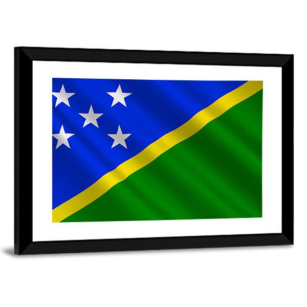 Waving Solomon Islands Flag Canvas Wall Art-5 Horizontal-Gallery Wrap-22" x 12"-Tiaracle