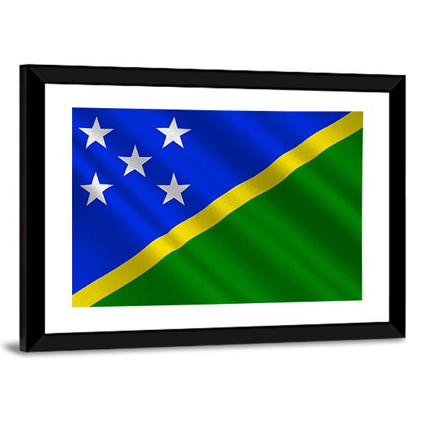 Waving Solomon Islands Flag Canvas Wall Art-3 Horizontal-Gallery Wrap-25" x 16"-Tiaracle