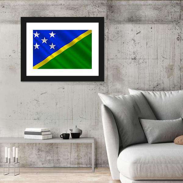 Waving Solomon Islands Flag Canvas Wall Art-5 Horizontal-Gallery Wrap-22" x 12"-Tiaracle