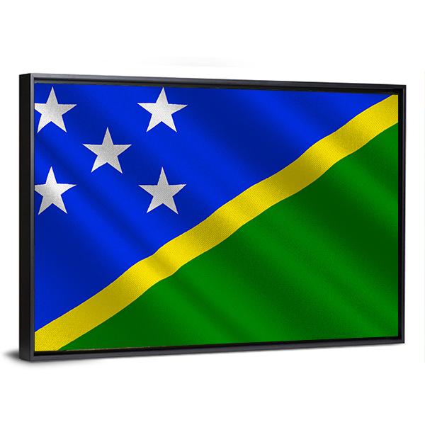Waving Solomon Islands Flag Canvas Wall Art-5 Horizontal-Gallery Wrap-22" x 12"-Tiaracle