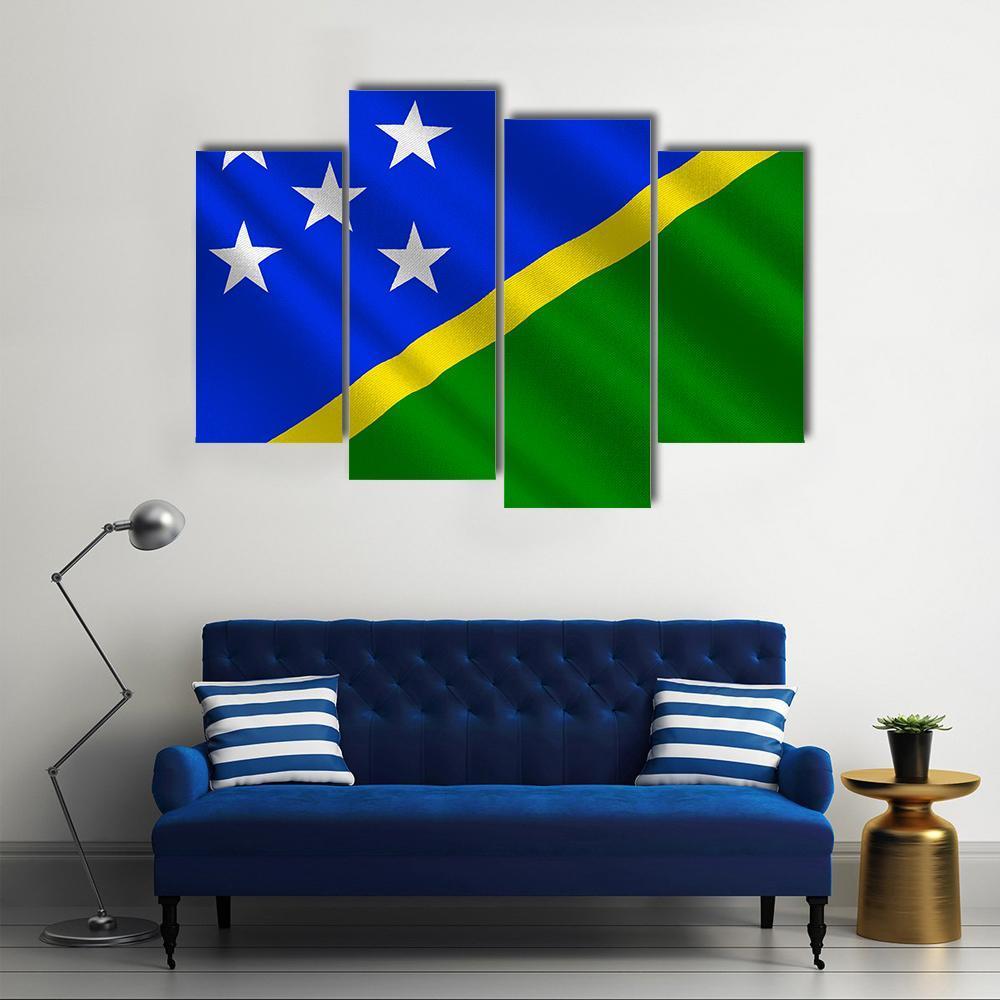 Waving Solomon Islands Flag Canvas Wall Art-4 Pop-Gallery Wrap-50" x 32"-Tiaracle