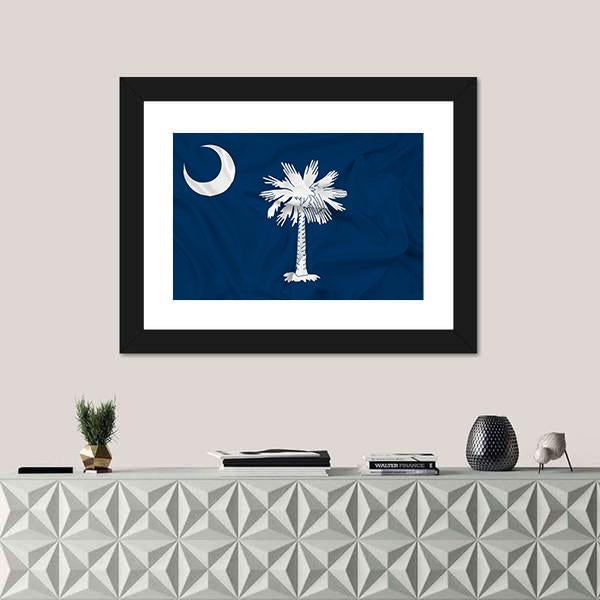 Waving South Carolina State Flag Canvas Wall Art-1 Piece-Framed Print-20" x 16"-Tiaracle