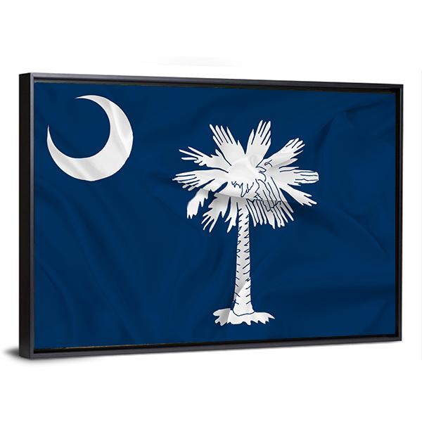 Waving South Carolina State Flag Canvas Wall Art-3 Horizontal-Gallery Wrap-25" x 16"-Tiaracle