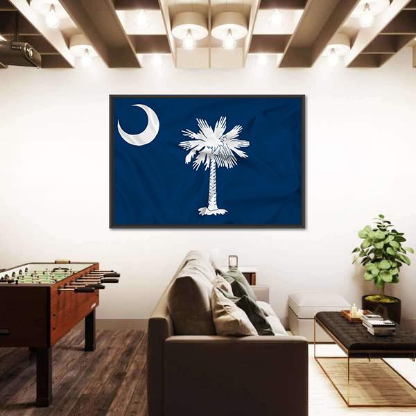 Waving South Carolina State Flag Canvas Wall Art-5 Horizontal-Gallery Wrap-22" x 12"-Tiaracle