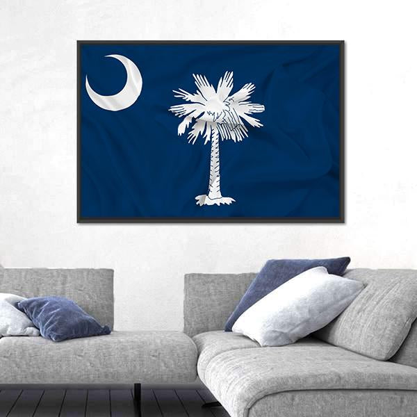 Waving South Carolina State Flag Canvas Wall Art-5 Horizontal-Gallery Wrap-22" x 12"-Tiaracle