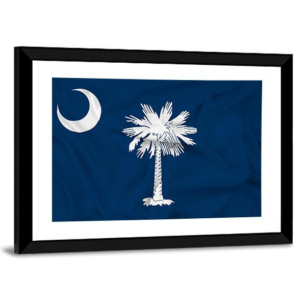 Waving South Carolina State Flag Canvas Wall Art-5 Horizontal-Gallery Wrap-22" x 12"-Tiaracle