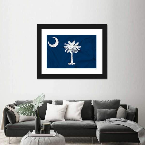 Waving South Carolina State Flag Canvas Wall Art-5 Horizontal-Gallery Wrap-22" x 12"-Tiaracle