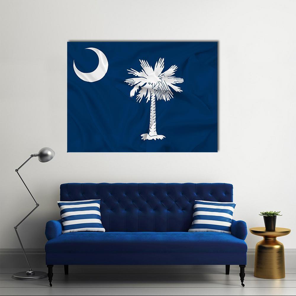 Waving South Carolina State Flag Canvas Wall Art-1 Piece-Gallery Wrap-48" x 32"-Tiaracle