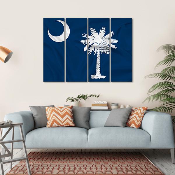 Waving South Carolina State Flag Canvas Wall Art-4 Horizontal-Gallery Wrap-34" x 24"-Tiaracle