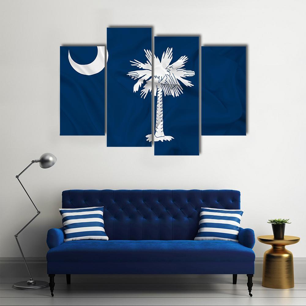 Waving South Carolina State Flag Canvas Wall Art-1 Piece-Gallery Wrap-48" x 32"-Tiaracle