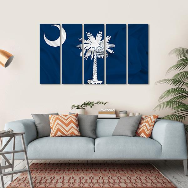 Waving South Carolina State Flag Canvas Wall Art-5 Horizontal-Gallery Wrap-22" x 12"-Tiaracle