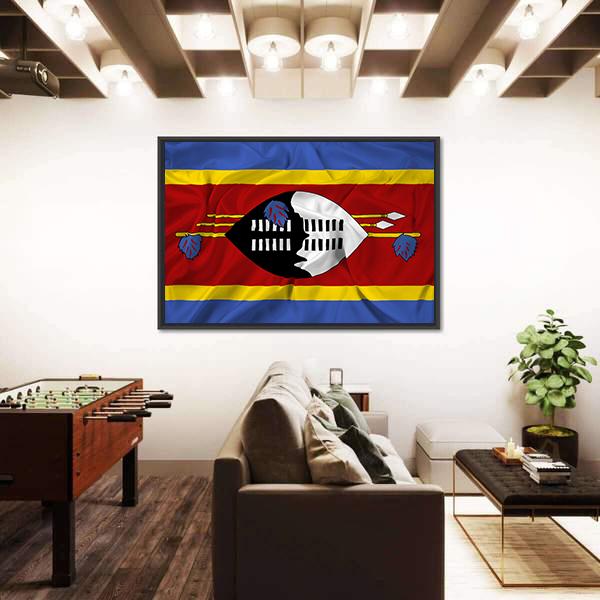 Waving Swaziland Flag Canvas Wall Art-5 Horizontal-Gallery Wrap-22" x 12"-Tiaracle