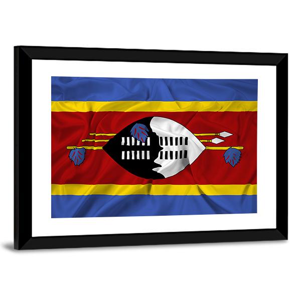 Waving Swaziland Flag Canvas Wall Art-5 Horizontal-Gallery Wrap-22" x 12"-Tiaracle