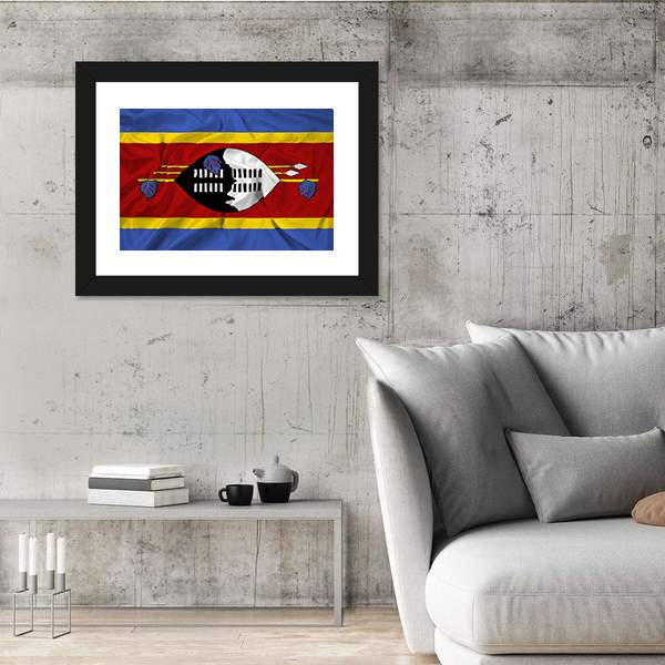 Waving Swaziland Flag Canvas Wall Art-5 Horizontal-Gallery Wrap-22" x 12"-Tiaracle