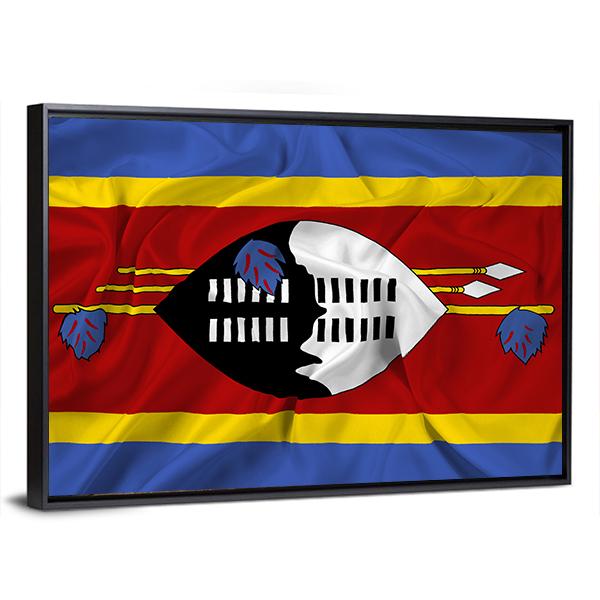 Waving Swaziland Flag Canvas Wall Art-5 Horizontal-Gallery Wrap-22" x 12"-Tiaracle