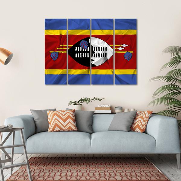 Waving Swaziland Flag Canvas Wall Art-4 Horizontal-Gallery Wrap-34" x 24"-Tiaracle