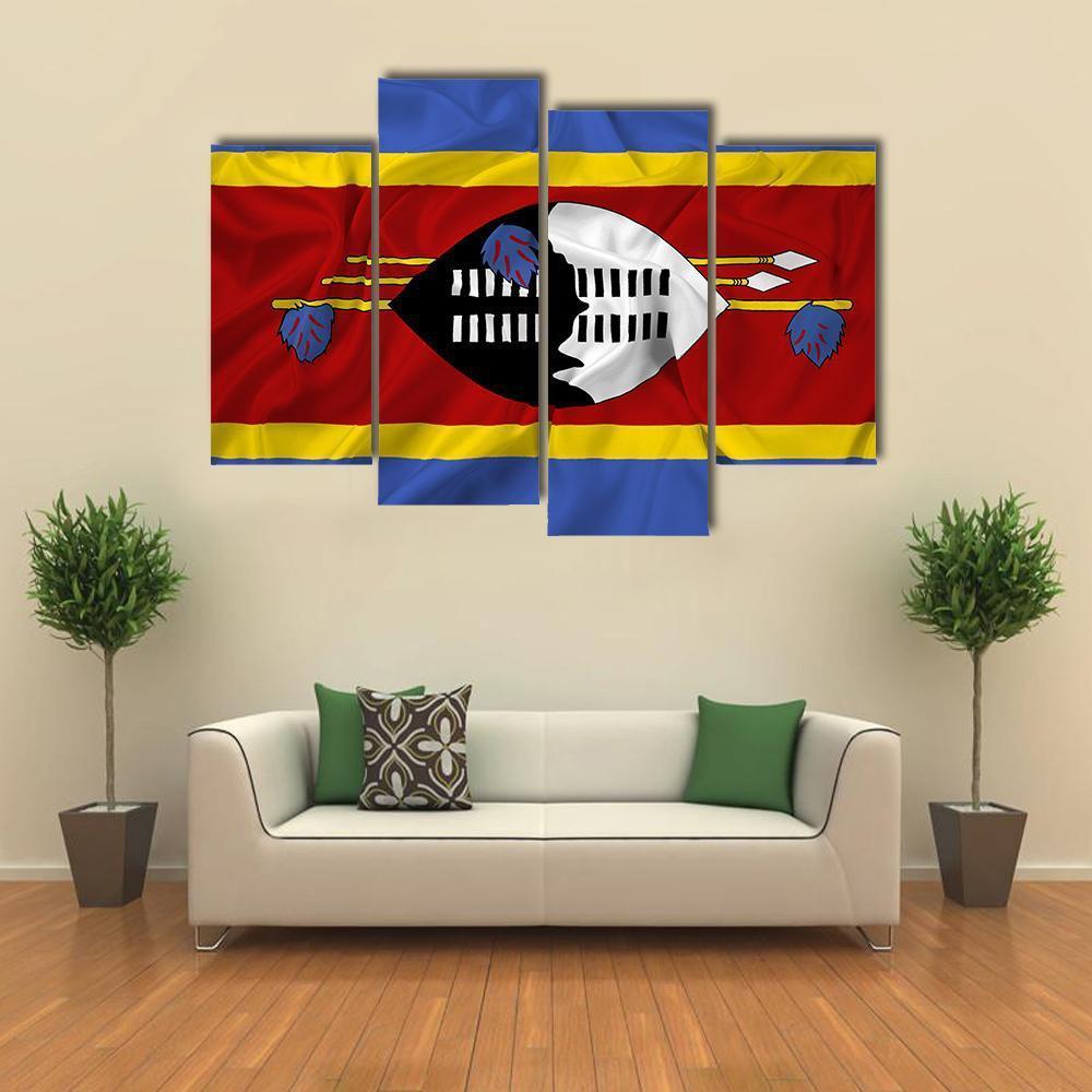 Waving Swaziland Flag Canvas Wall Art-4 Pop-Gallery Wrap-50" x 32"-Tiaracle