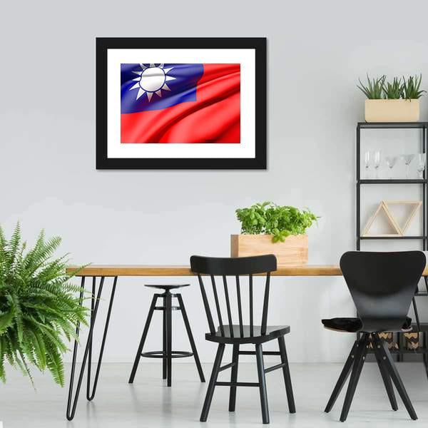 Waving Taiwan Flag Canvas Wall Art-3 Horizontal-Gallery Wrap-25" x 16"-Tiaracle