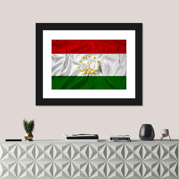 Waving Tajikistan Flag Canvas Wall Art-1 Piece-Framed Print-20" x 16"-Tiaracle