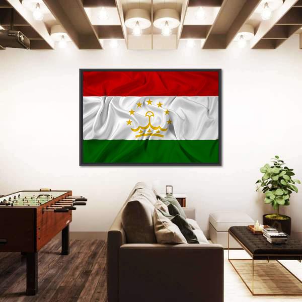 Waving Tajikistan Flag Canvas Wall Art-5 Horizontal-Gallery Wrap-22" x 12"-Tiaracle