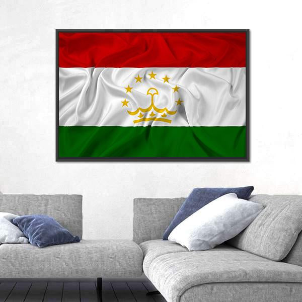 Waving Tajikistan Flag Canvas Wall Art-5 Horizontal-Gallery Wrap-22" x 12"-Tiaracle