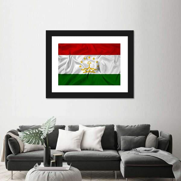 Waving Tajikistan Flag Canvas Wall Art-5 Horizontal-Gallery Wrap-22" x 12"-Tiaracle
