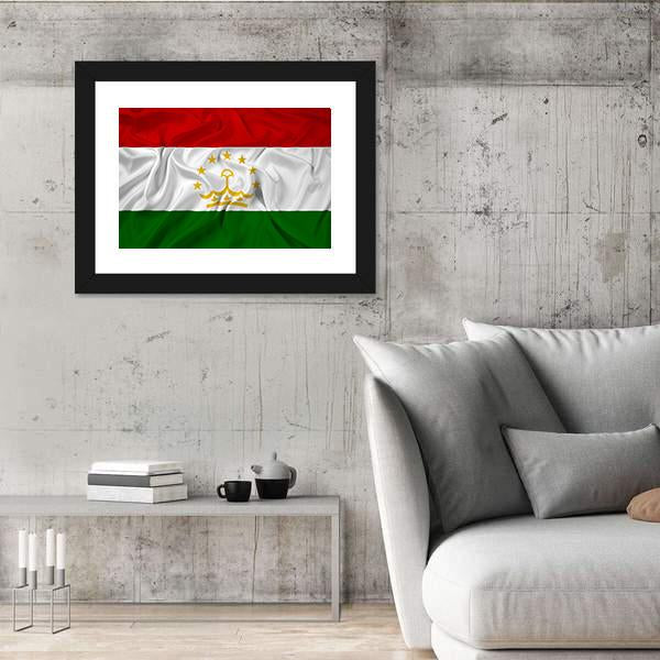 Waving Tajikistan Flag Canvas Wall Art-5 Horizontal-Gallery Wrap-22" x 12"-Tiaracle