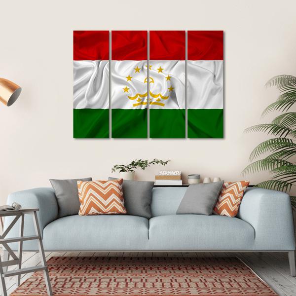 Waving Tajikistan Flag Canvas Wall Art-4 Horizontal-Gallery Wrap-34" x 24"-Tiaracle