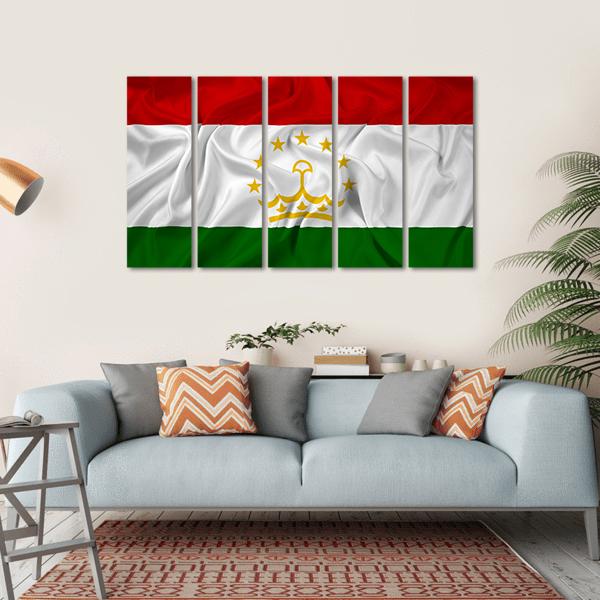 Waving Tajikistan Flag Canvas Wall Art-5 Horizontal-Gallery Wrap-22" x 12"-Tiaracle