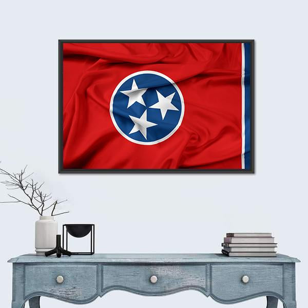 Waving Tennessee Flag Canvas Wall Art-1 Piece-Floating Frame-24" x 16"-Tiaracle