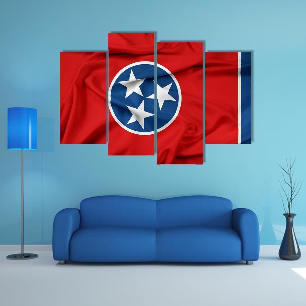 Waving Tennessee Flag Canvas Wall Art-4 Pop-Gallery Wrap-50" x 32"-Tiaracle