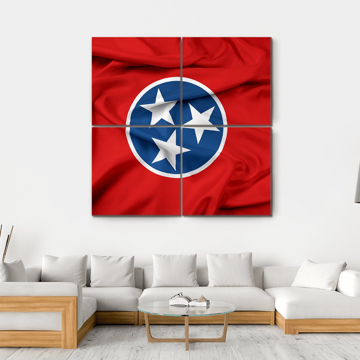 Waving Tennessee Flag Canvas Wall Art-4 Square-Gallery Wrap-17" x 17"-Tiaracle