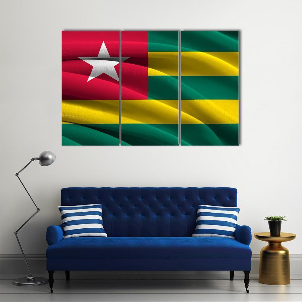 Waving Togo Flag Canvas Wall Art-3 Horizontal-Gallery Wrap-37" x 24"-Tiaracle