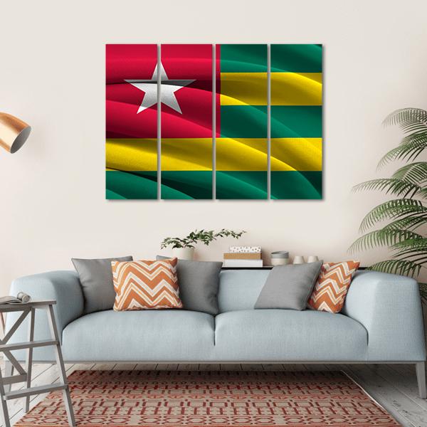 Waving Togo Flag Canvas Wall Art-4 Horizontal-Gallery Wrap-34" x 24"-Tiaracle