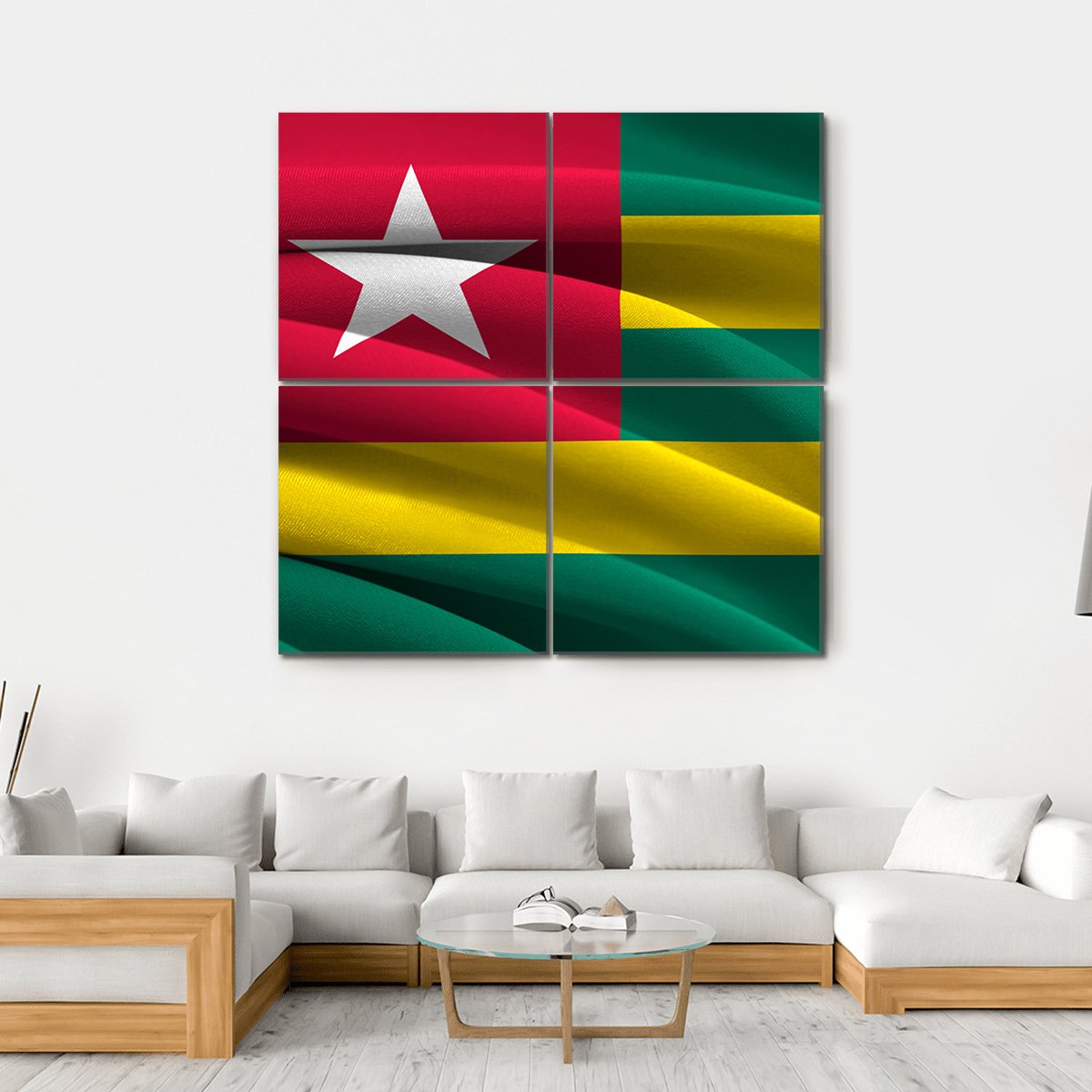 Waving Togo Flag Canvas Wall Art-4 Square-Gallery Wrap-17" x 17"-Tiaracle