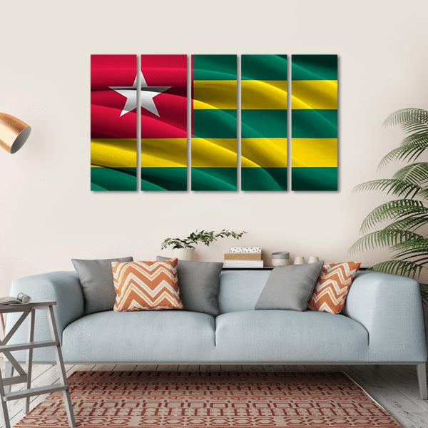 Waving Togo Flag Canvas Wall Art-5 Horizontal-Gallery Wrap-22" x 12"-Tiaracle