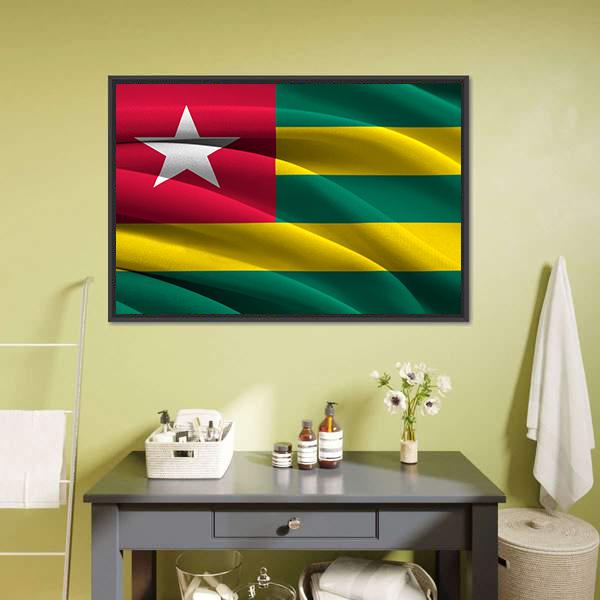 Waving Togo Flag Canvas Wall Art-1 Piece-Floating Frame-24" x 16"-Tiaracle