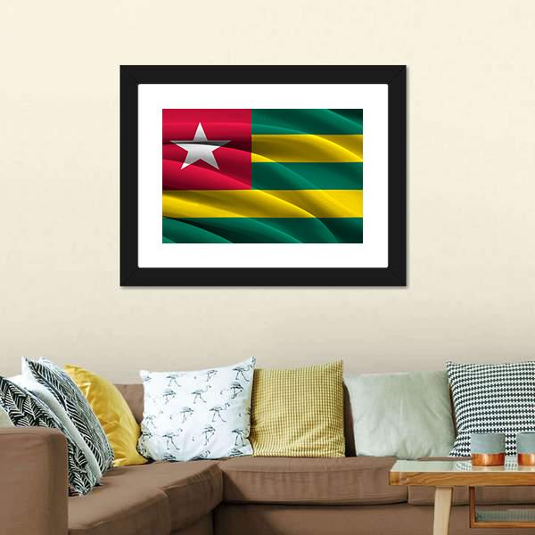 Waving Togo Flag Canvas Wall Art-3 Horizontal-Gallery Wrap-25" x 16"-Tiaracle