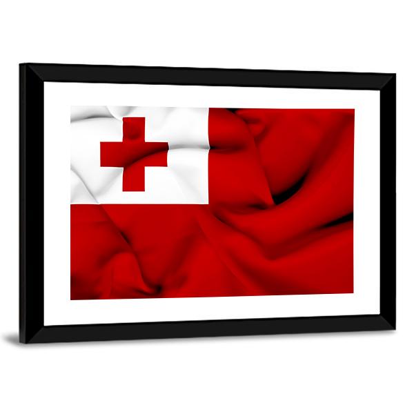 Waving Tonga Flag Canvas Wall Art-3 Horizontal-Gallery Wrap-25" x 16"-Tiaracle