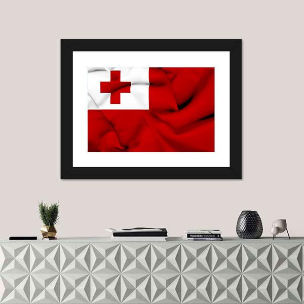 Waving Tonga Flag Canvas Wall Art-5 Horizontal-Gallery Wrap-22" x 12"-Tiaracle