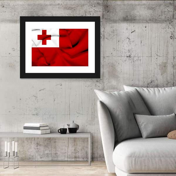 Waving Tonga Flag Canvas Wall Art-5 Horizontal-Gallery Wrap-22" x 12"-Tiaracle