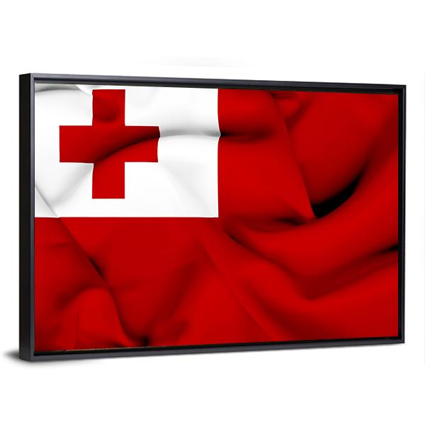 Waving Tonga Flag Canvas Wall Art-5 Horizontal-Gallery Wrap-22" x 12"-Tiaracle