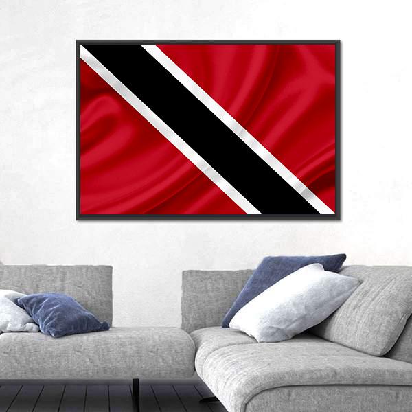 Waving Trinidad & Tobago Flag Panoramic Canvas Wall Art-1 Piece-36" x 12"-Tiaracle