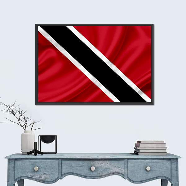 Waving Trinidad & Tobago Flag Panoramic Canvas Wall Art-1 Piece-36" x 12"-Tiaracle