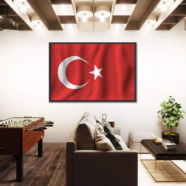 Waving Turkish Flag Canvas Wall Art-5 Horizontal-Gallery Wrap-22" x 12"-Tiaracle