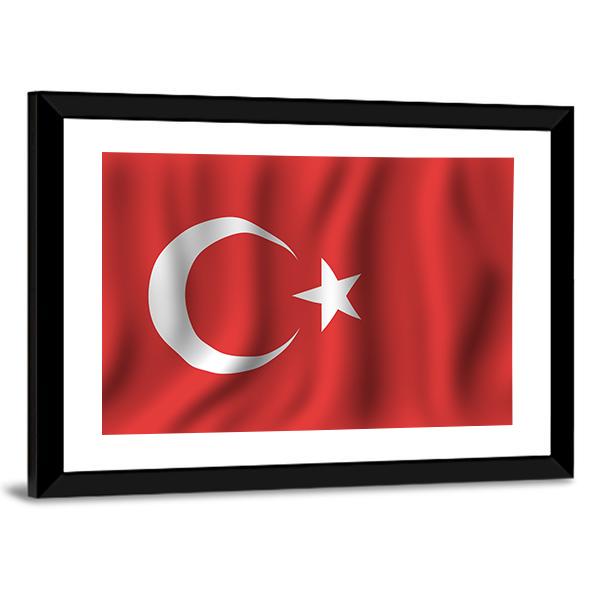 Waving Turkish Flag Canvas Wall Art-5 Horizontal-Gallery Wrap-22" x 12"-Tiaracle