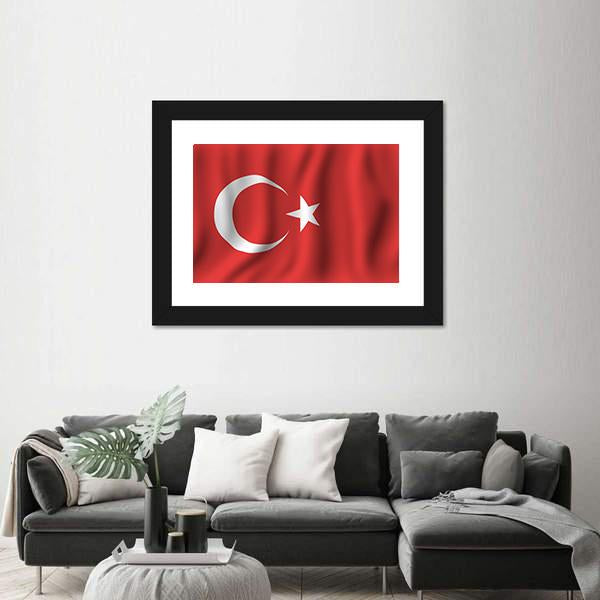 Waving Turkish Flag Canvas Wall Art-5 Horizontal-Gallery Wrap-22" x 12"-Tiaracle